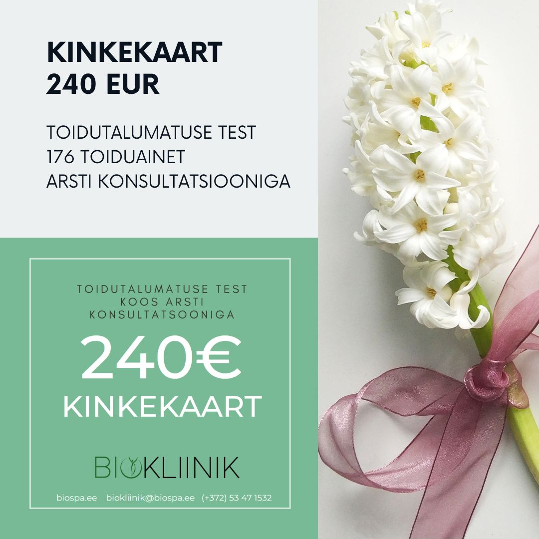 Kinkekaart Toidutalumatuse test 240€